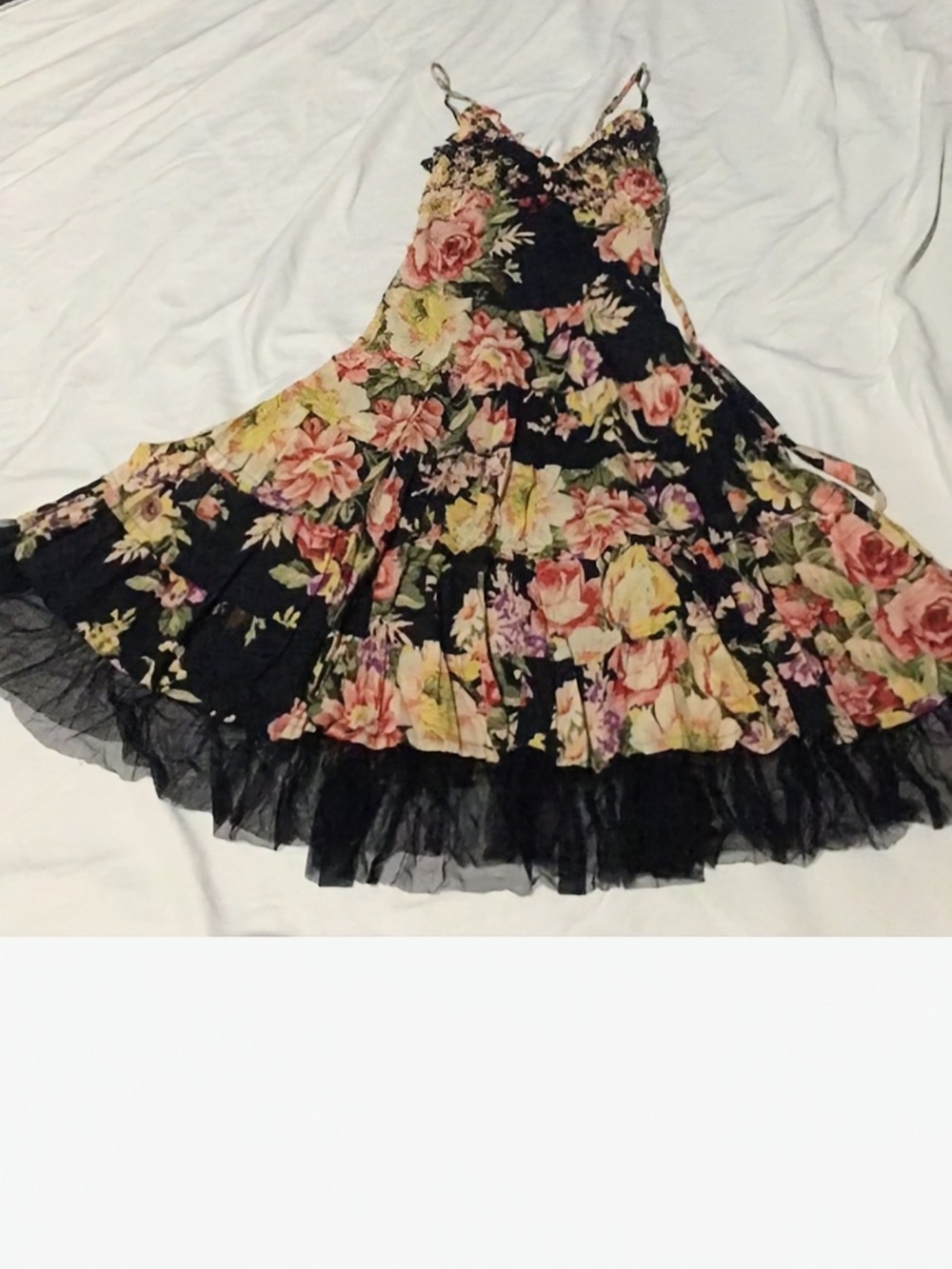 Marshalls Connected Apparel Vintage Black Floral Rose DRESS ISO Summer Flower
